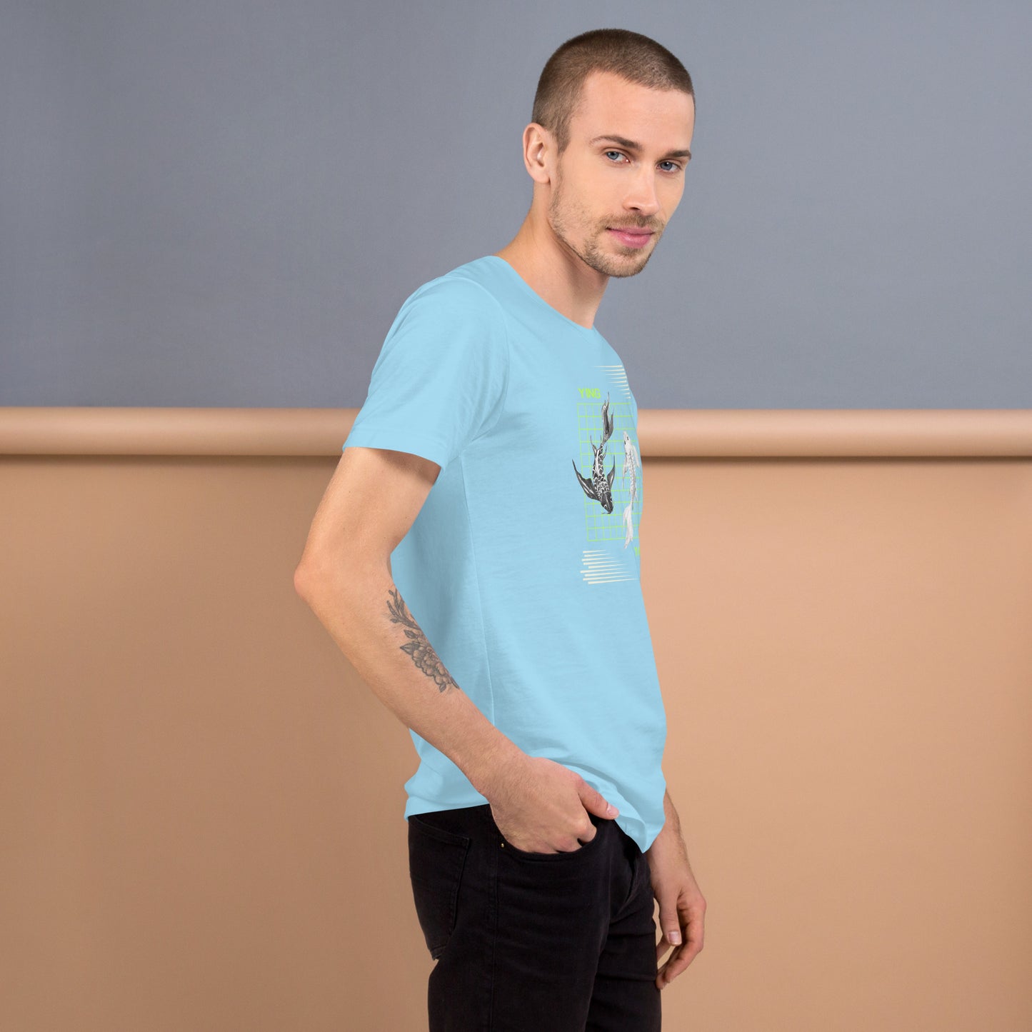 Image 72 of Gold Equinoxe T-Shirt, size M, with Ying and Yang artwork visible in right-side angle.