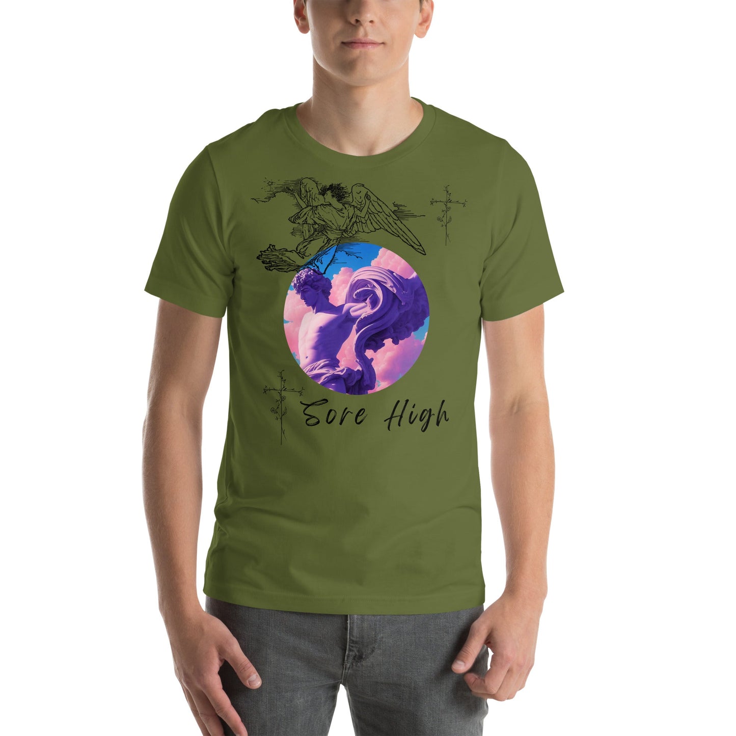 Skyborne T-Shirt - Left Placement image 13: Black version, size 3XL with front view of the Sore High range.
