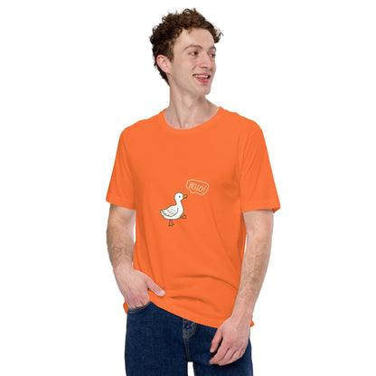 Quacksy T-Shirt image 66: Orange version, size S with front view of the Hello Duck range.