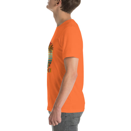 Solara T-Shirt product image 81 in Heather Yellow Gold, size S, with left-side angle and design placement.