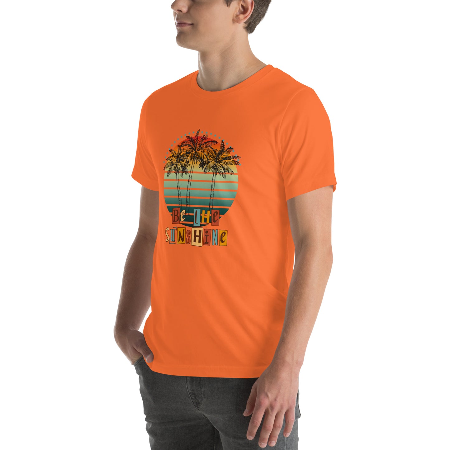 Solara T-Shirt image 82: Heather Yellow Gold version, size M with front view, left-side angle of the Be the Sunshine range.