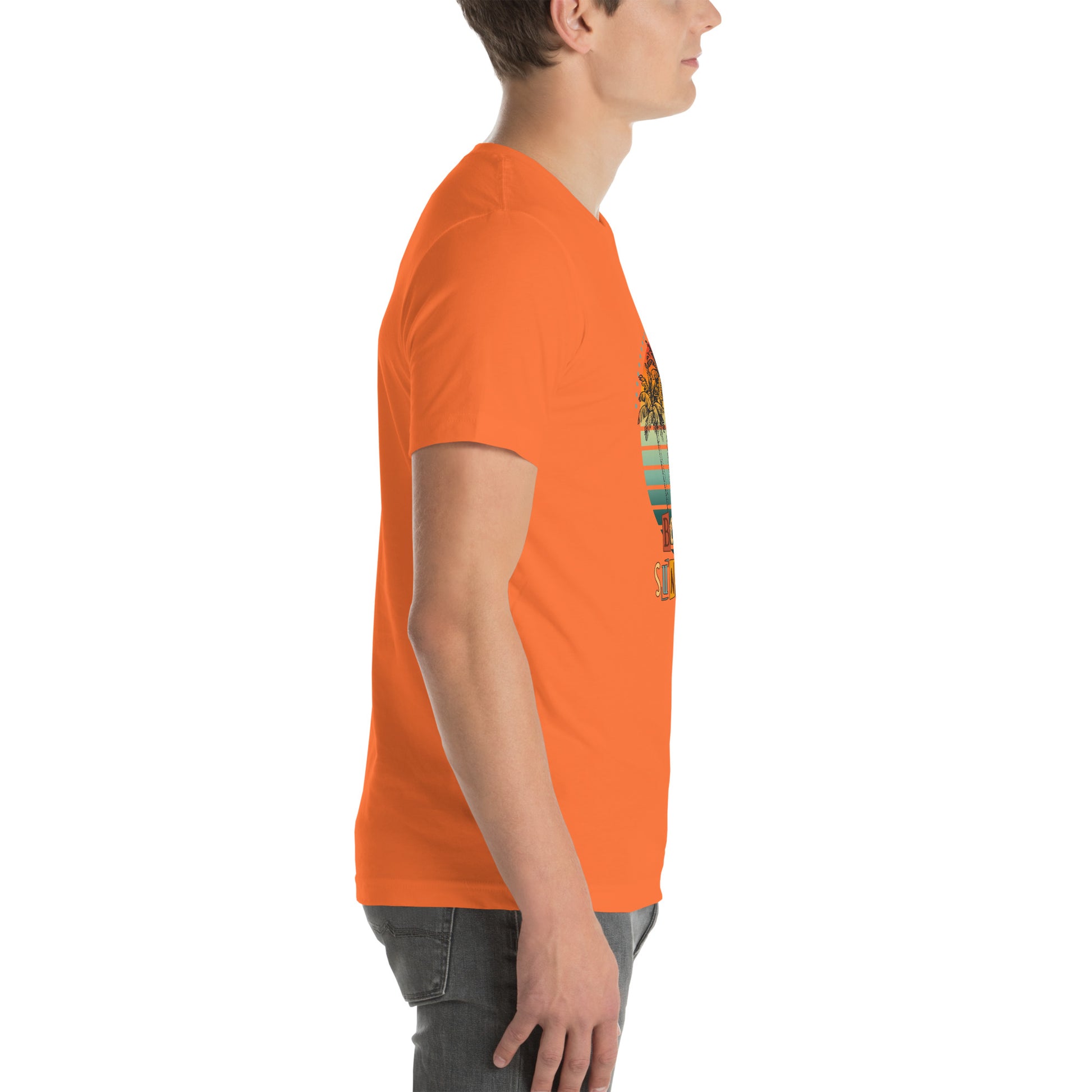 Solara T-Shirt image 83 in Heather Yellow Gold, size L, showing right-side angle for the Be the Sunshine design.