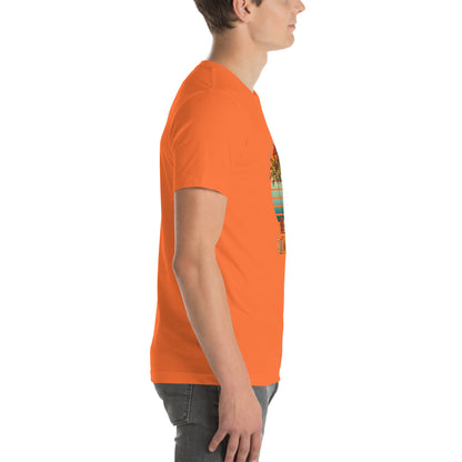 Solara T-Shirt image 83 in Heather Yellow Gold, size L, showing right-side angle for the Be the Sunshine design.
