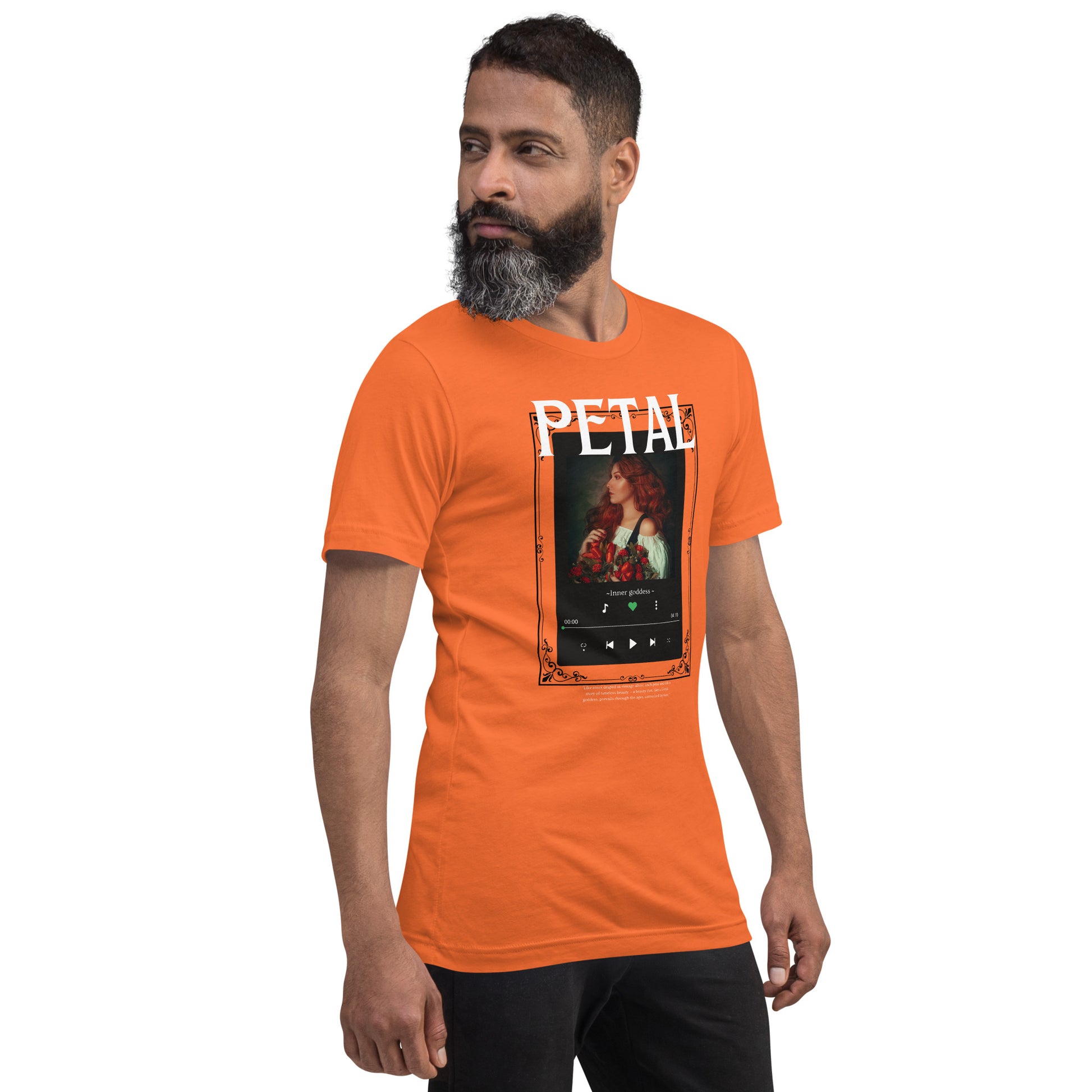Petaline T-Shirt by R.A. Apparel, image 68, front view, right-side angle, Aqua, size L, design placement.