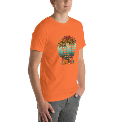 Solara T-Shirt by R.A. Apparel, image 84, front view, right-side angle, Heather Yellow Gold, size XL, design placement.
