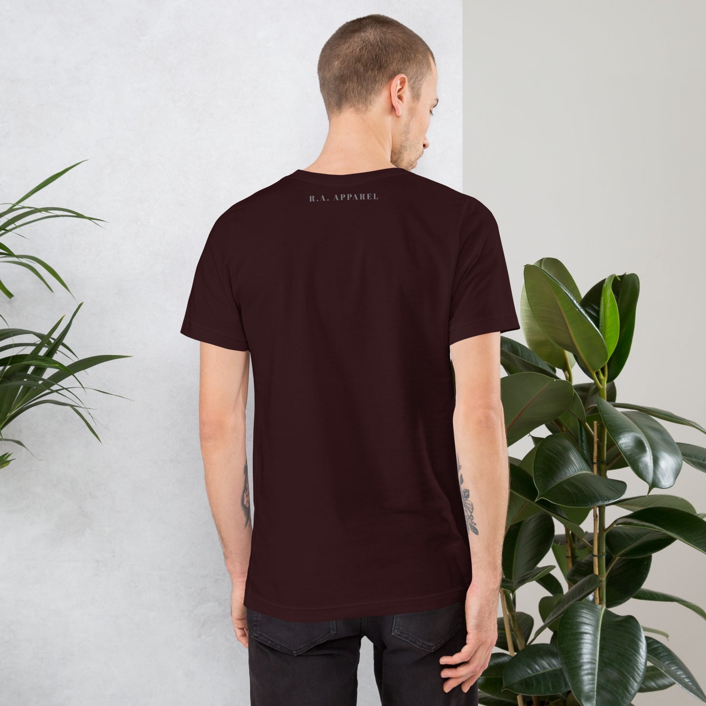 Noelle T-Shirt - Left Placement by R.A. Apparel, image 26, back view, Team Purple, size XS, left placement.