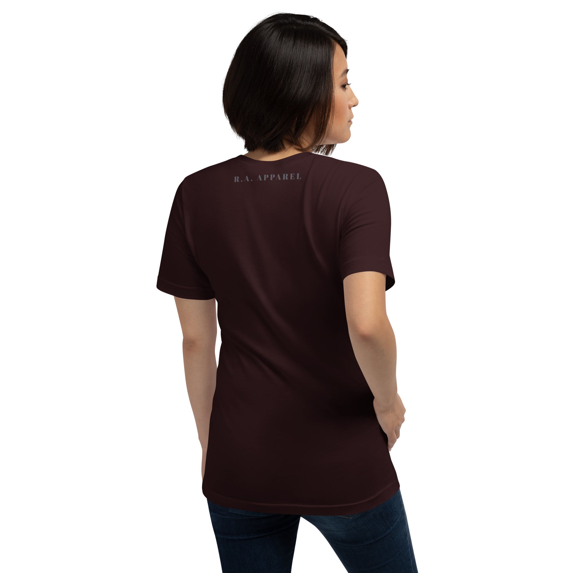 Meadow Club T-Shirt - Left Placement by R.A. Apparel, image 30, back view, Brown, size S, left placement.