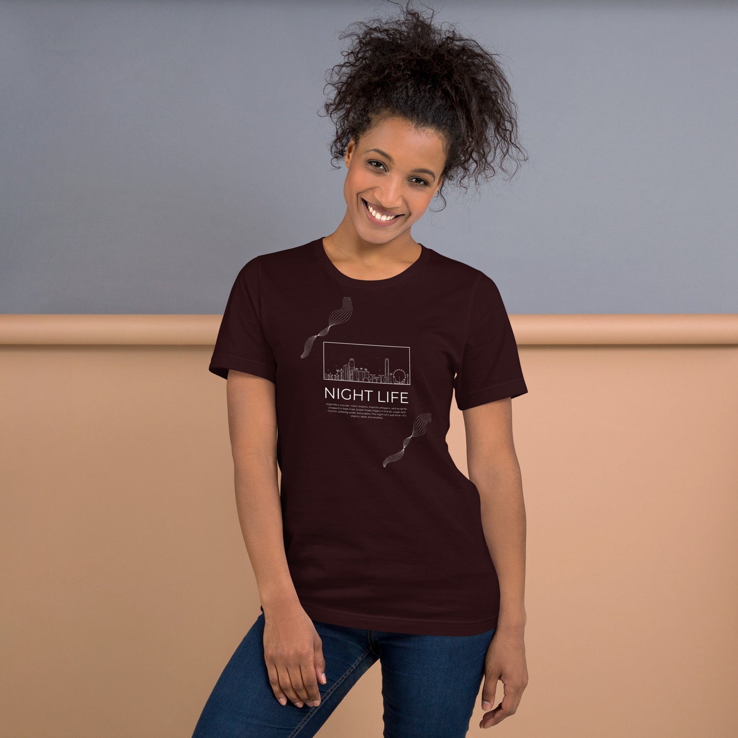 Afterhours T-Shirt - Left Placement product image 23 in Oxblood Black, size 2XL, with front view and left placement.
