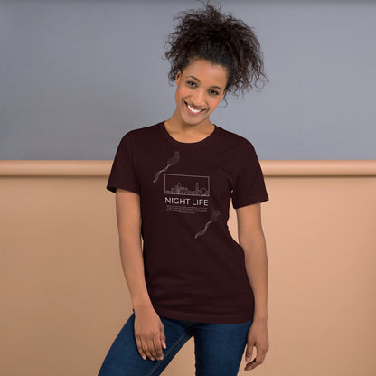 Afterhours T-Shirt - Left Placement product image 23 in Oxblood Black, size 2XL, with front view and left placement.