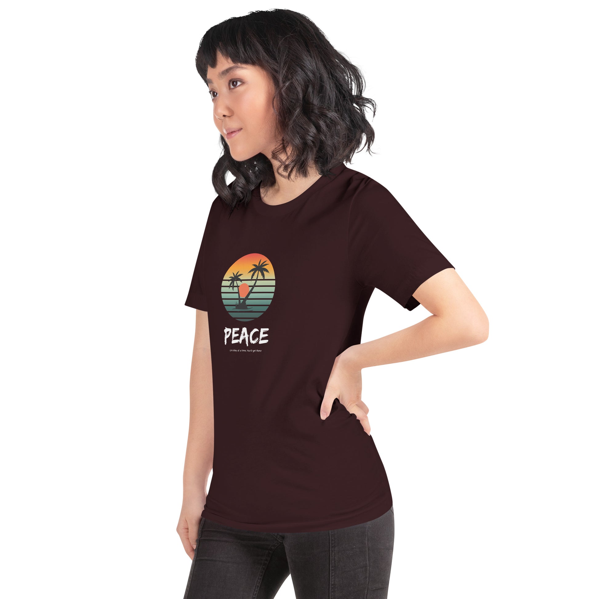 Quiet Peace T-Shirt - Left Placement product image 33 in Navy, size L, with front view, left-side angle and left placement.