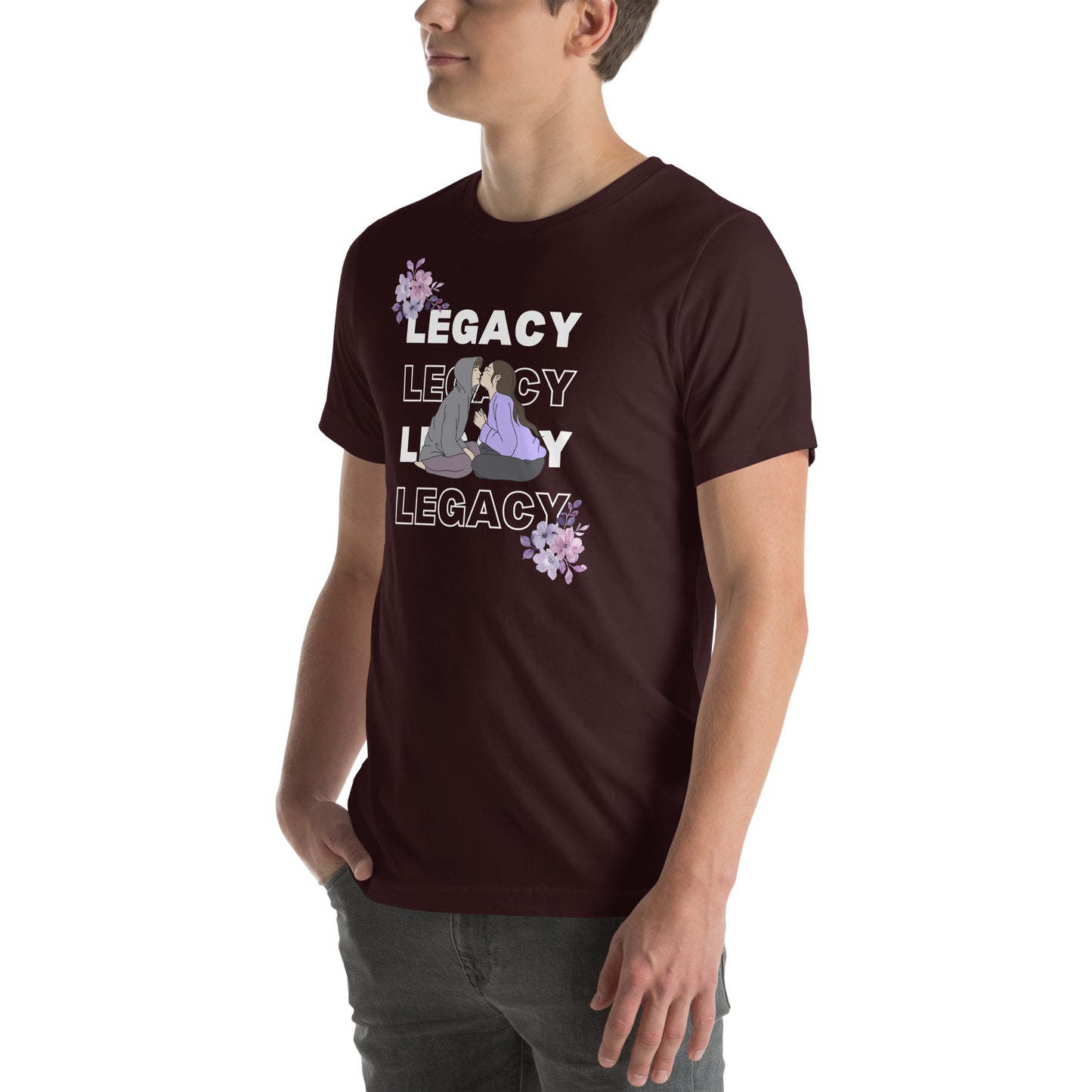 Heirloom T-Shirt - Left Placement product image 19 in Team Purple, size M, with front view, left-side angle and left placement.