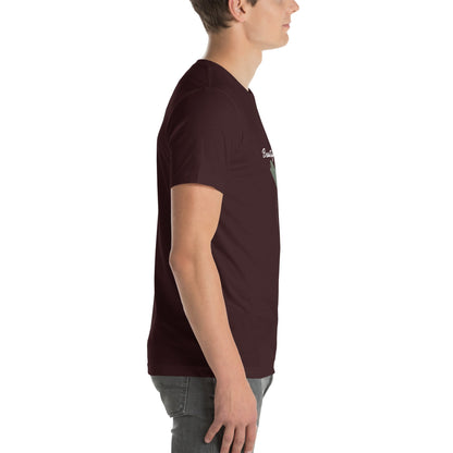 Bellevie T-Shirt - Left Placement image 4: Black Heather version, size XL with right-side angle of the Beautiful Life range.