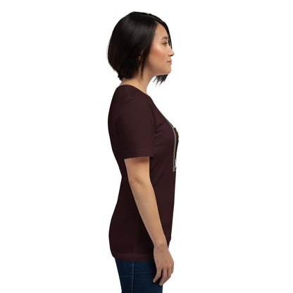 Meadow Club T-Shirt - Left Placement image 27 in Heather Emerald, size M, showing right-side angle for the Bunny Collage design.