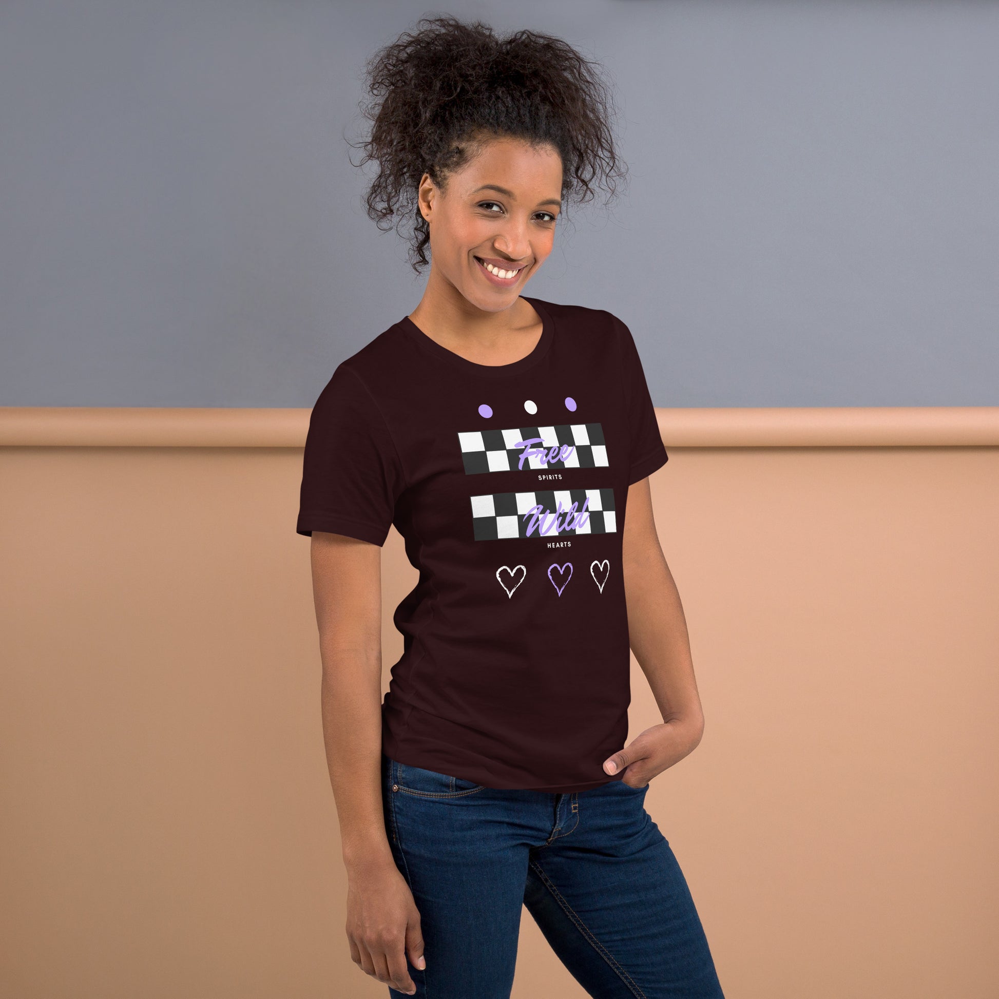 Freeborne T-Shirt - Left Placement image 26 in Navy, size S, showing right-side angle for the Free Spirits design.