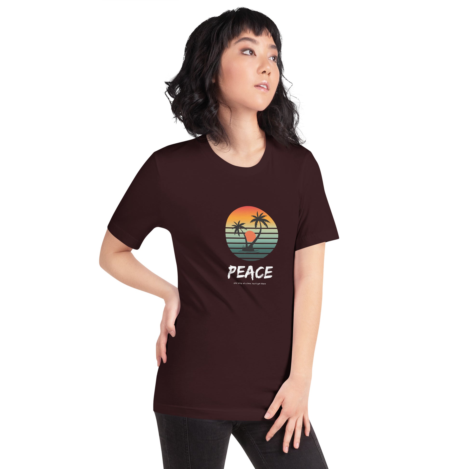 Quiet Peace T-Shirt - Left Placement image 32 in Navy, size M, showing front view, right-side angle for the Peace design.