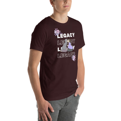 Heirloom T-Shirt - Left Placement by R.A. Apparel, image 20, front view, right-side angle, Team Purple, size L, left placement.
