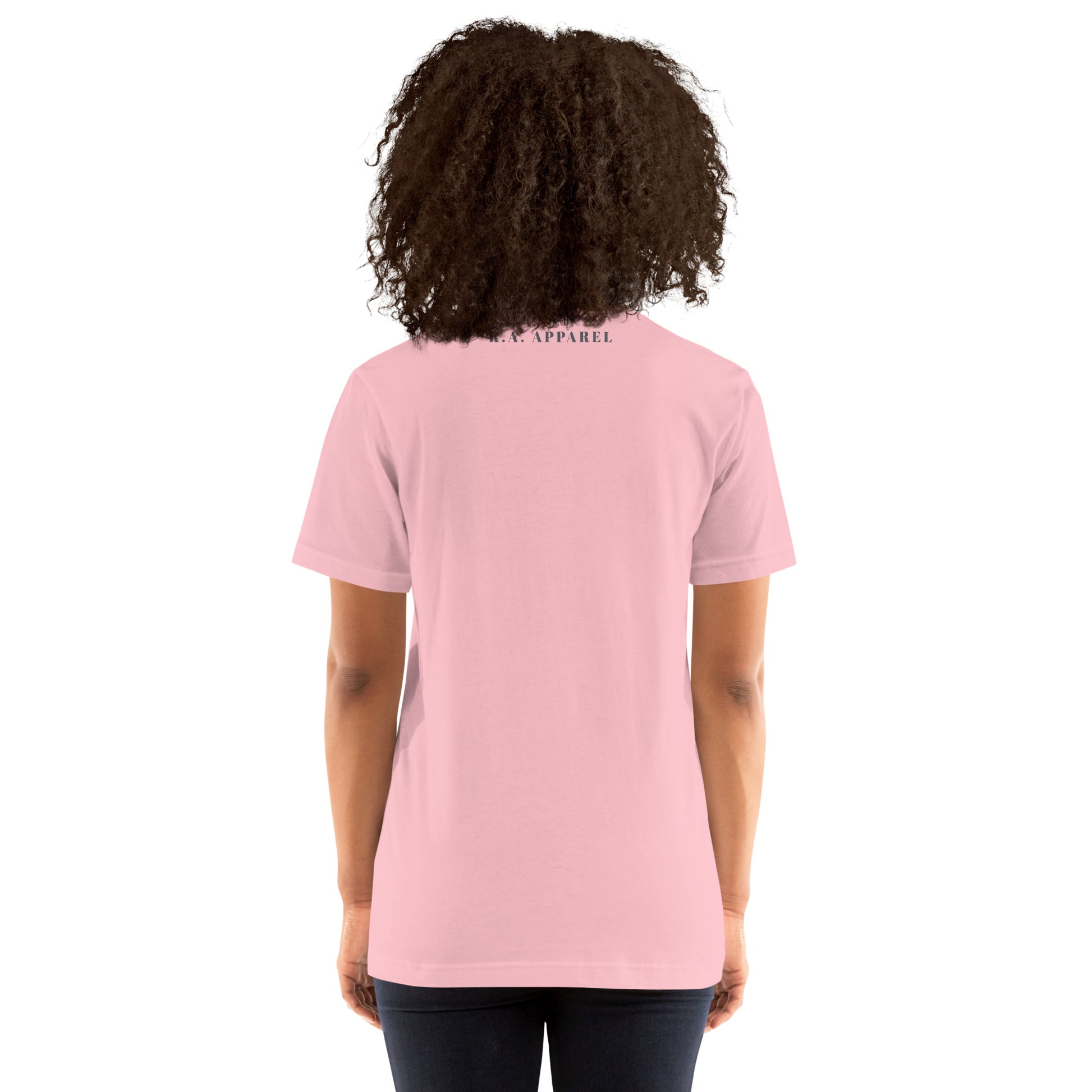 Breathing Room T-Shirt - Left Placement image 13: Heather Prism Peach version, size 3XL with back view of the Just Breathe range.