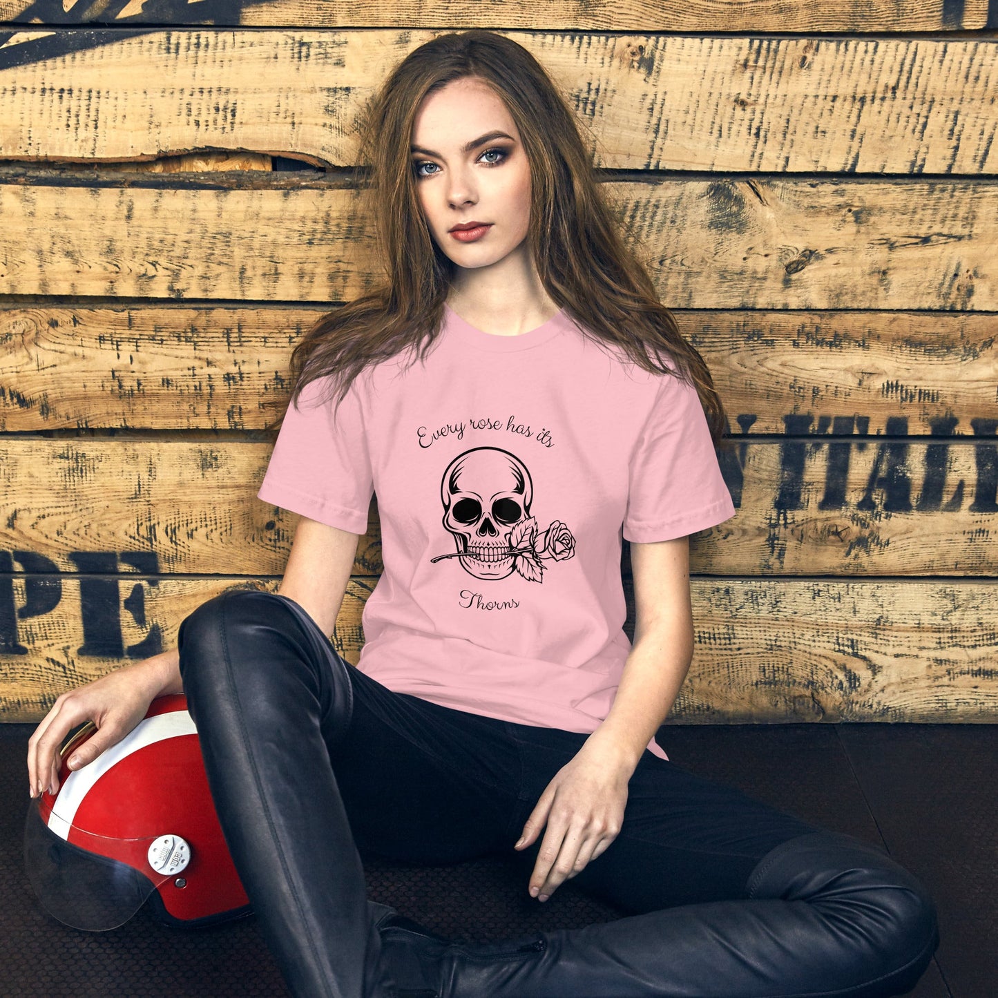 Rose & Bone T-Shirt - Left Placement image 3 in Heather Prism Mint, size L, showing front view for the Skull and Rose design.