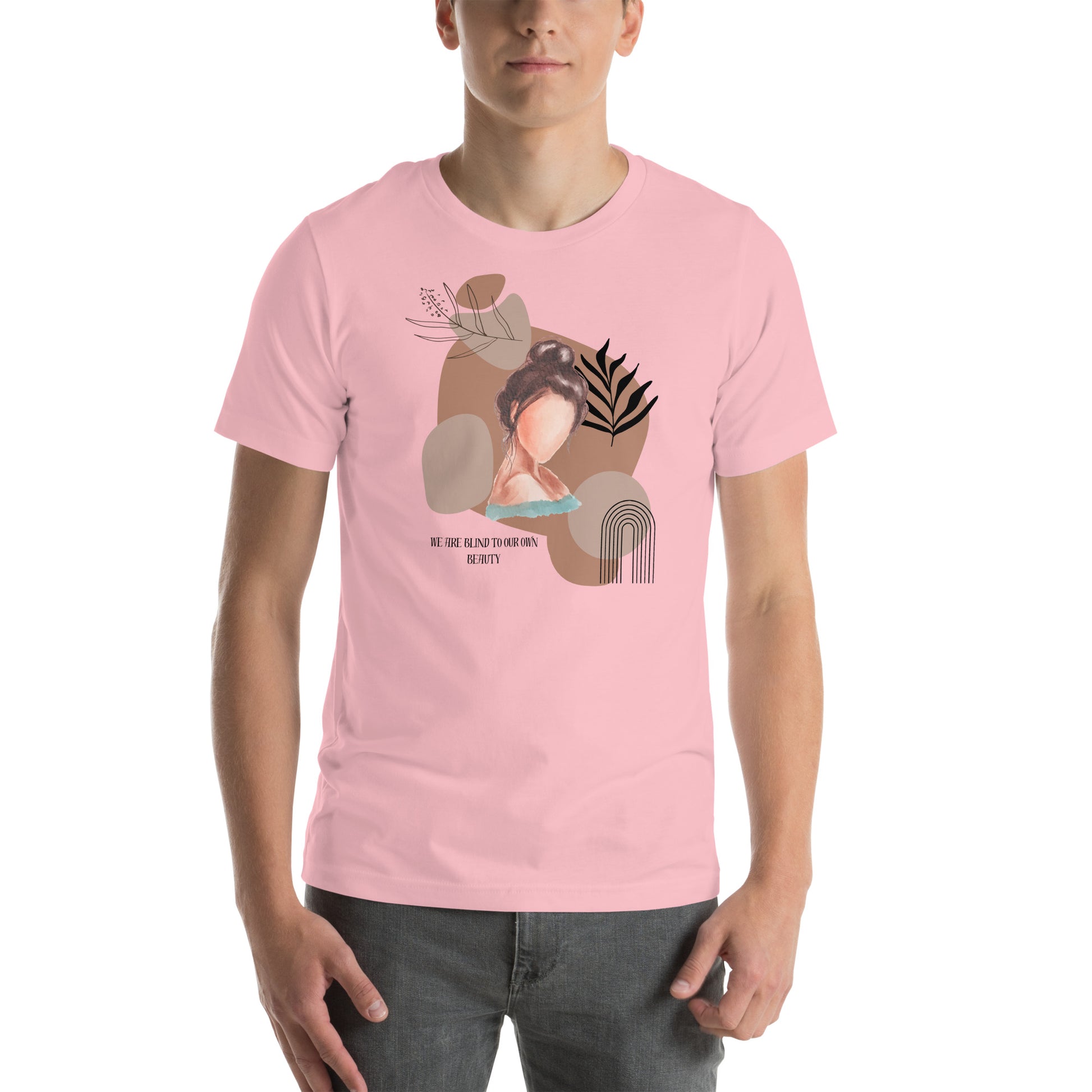 Image 9 of Pink Blind Signal T-Shirt - Left Placement 40, size M, with We Are Blind artwork visible in front view.
