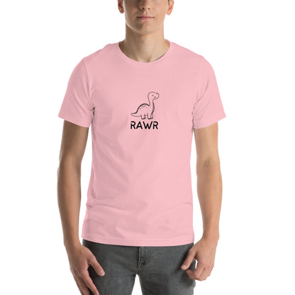 Wild Call T-Shirt - Left Placement image 9: Pink version, size M with front view of the Rawr range.