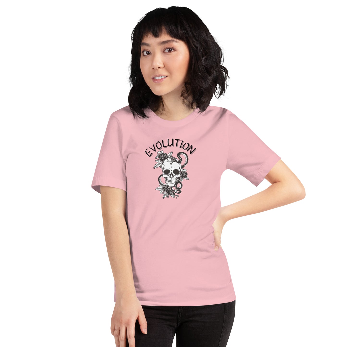 Image 19 of Baby Blue Evolution T-Shirt - Left Placement, size XS, with Evolution artwork visible in front view.