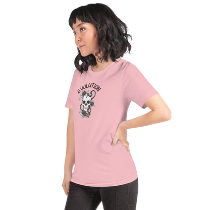 Image 21 of Baby Blue Evolution T-Shirt - Left Placement, size M, with Evolution artwork visible in front view, left-side angle.