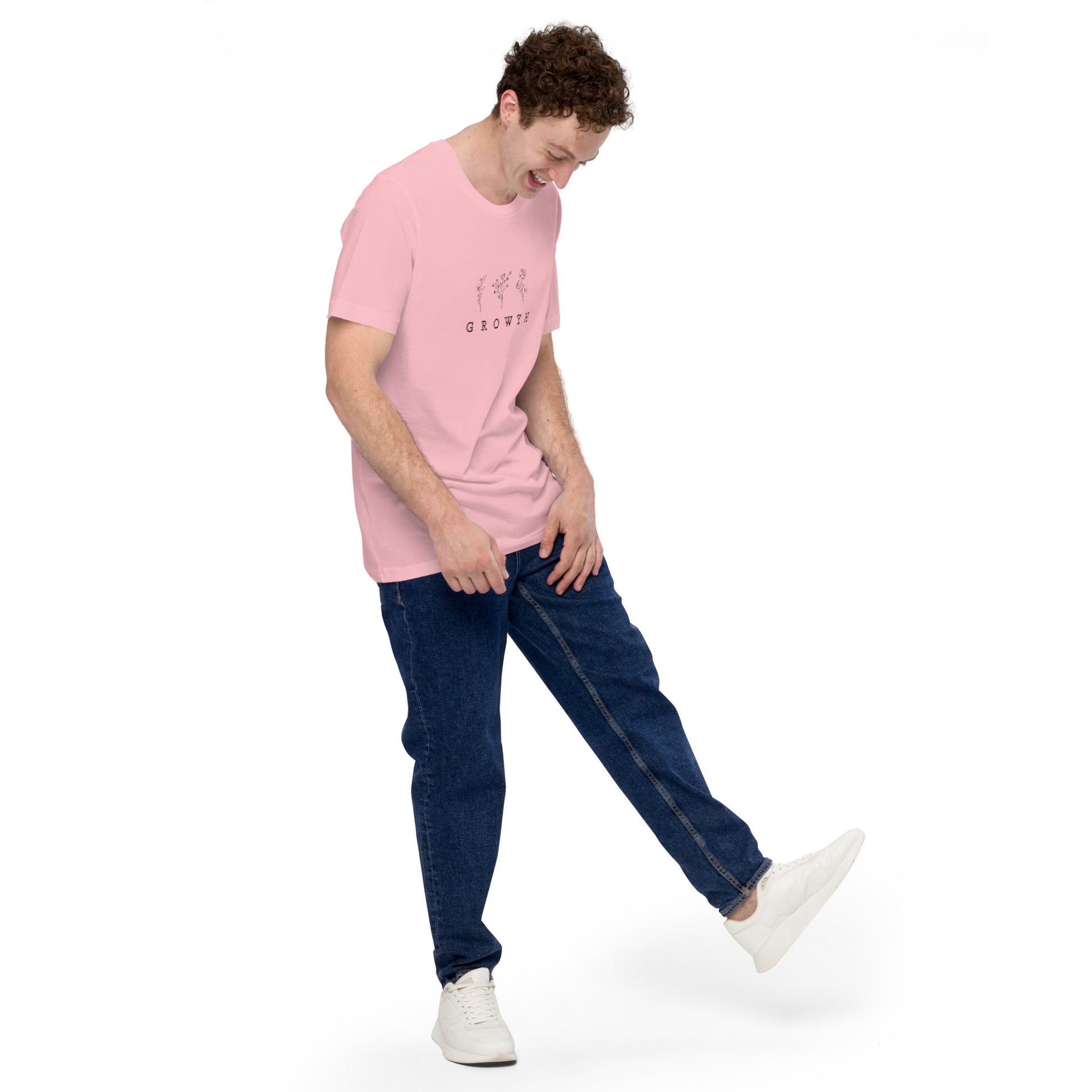Growthline T-Shirt - Left Placement product image 11 in Light Blue, size S, with front view, right-side angle and left placement.