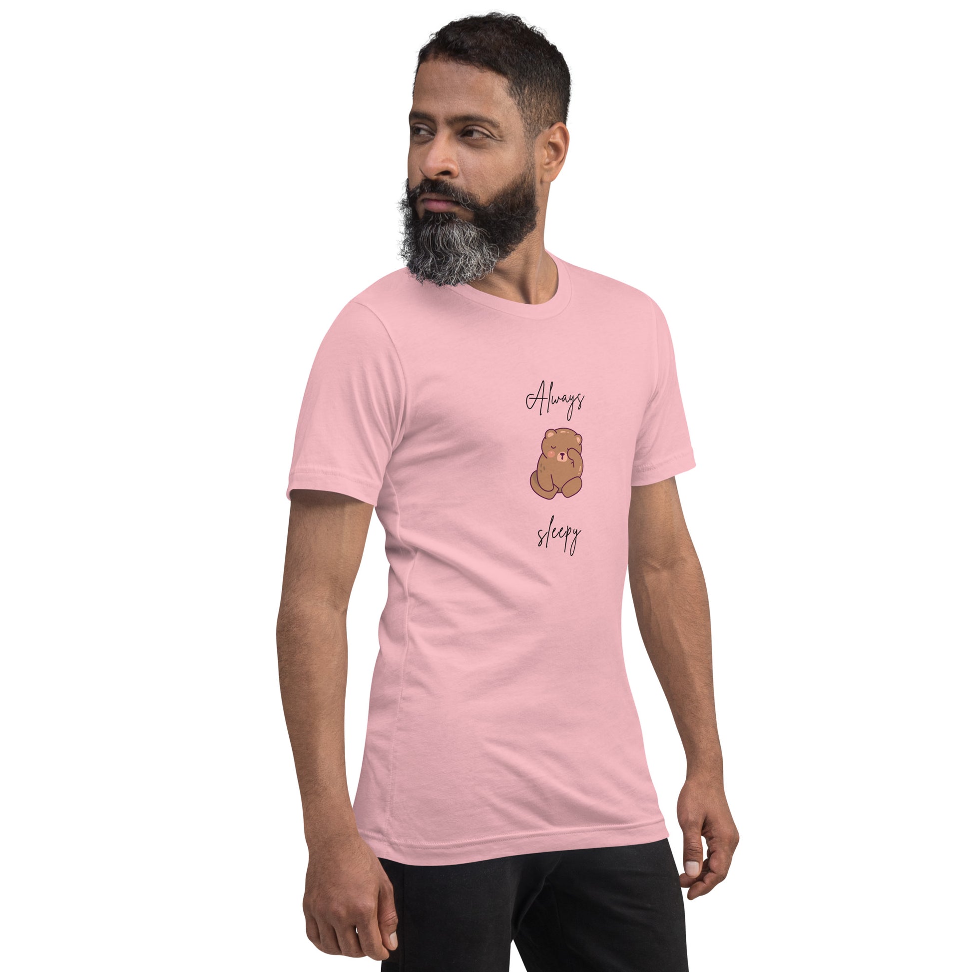 Image 16 of Ocean Blue Nightcall T-Shirt - Left Placement, size M, with Always Sleepy artwork visible in front view, right-side angle.