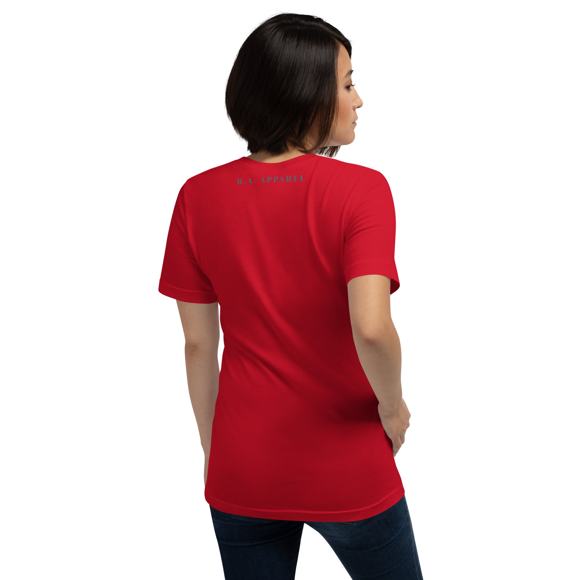 Balance Court T-Shirt - Left Placement image 30: True Royal version, size 2XL with back view of the Libra range.