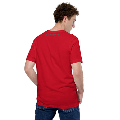 Quacksy T-Shirt by R.A. Apparel, image 29, back view, Red, size XL, design placement.