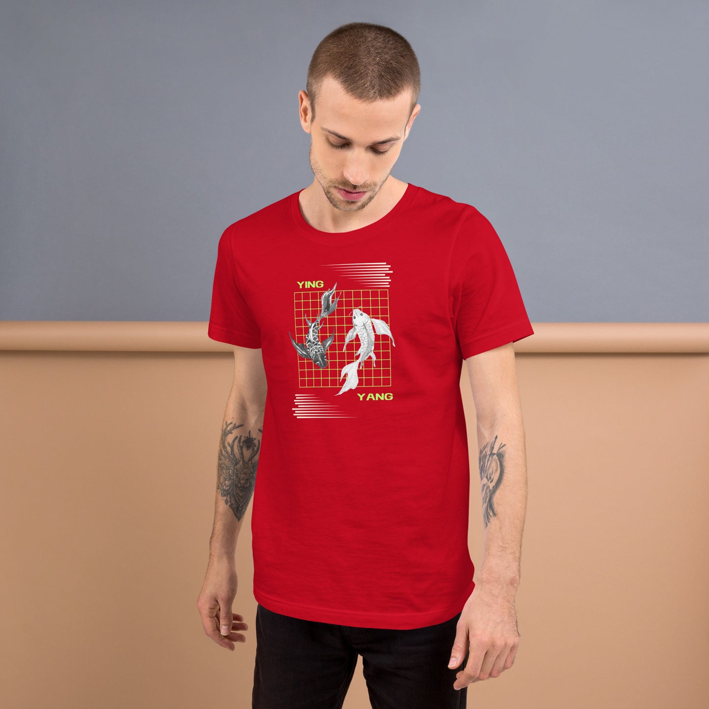 Equinoxe T-Shirt by R.A. Apparel, image 21, front view, Maroon, size S, design placement.