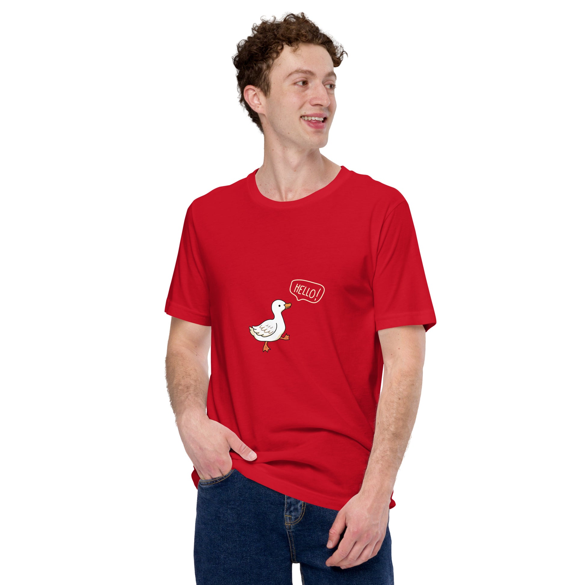 Quacksy T-Shirt product image 26 in Red, size S, with front view and design placement.