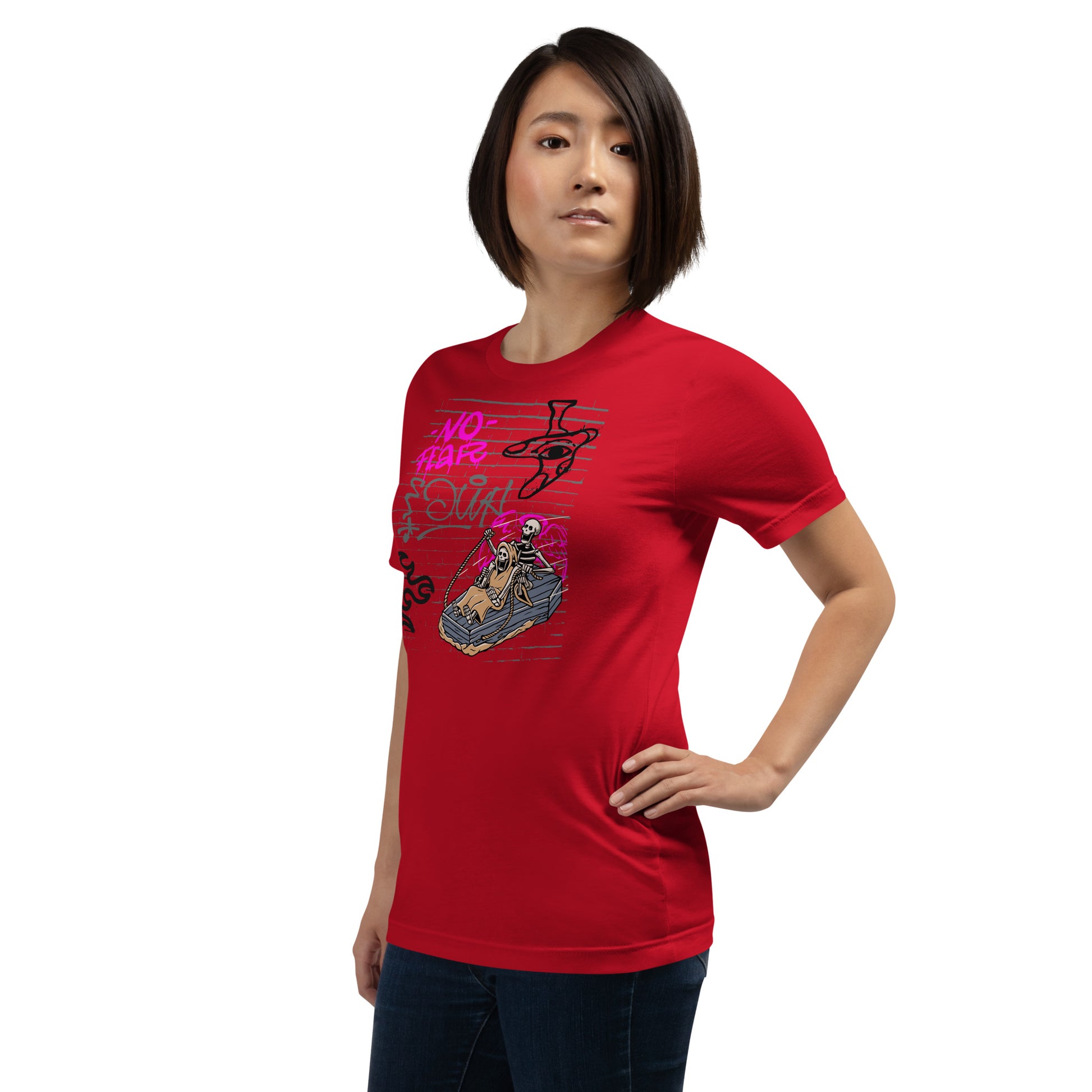 Fearless T-Shirt - Left Placement image 19 in Oxblood Black, size S, showing front view, left-side angle for the No Fear design.