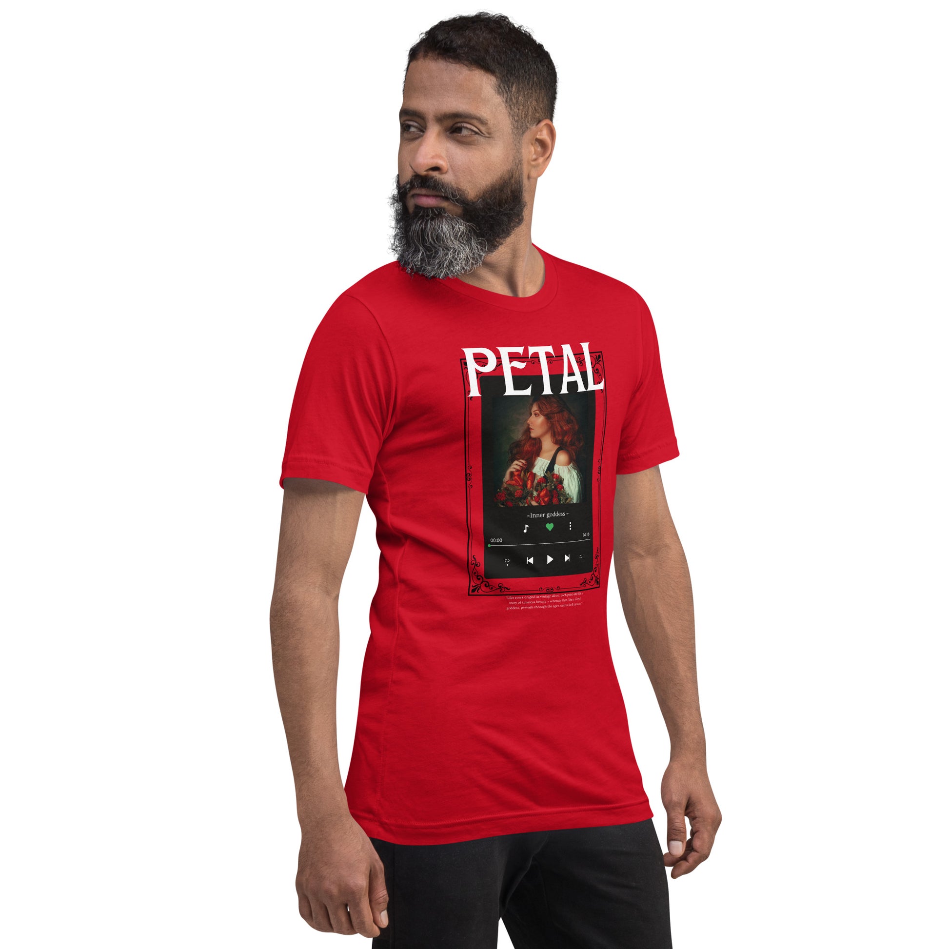 Image 20 of Maroon Petaline T-Shirt, size 2XL, with Petal artwork visible in front view, right-side angle.
