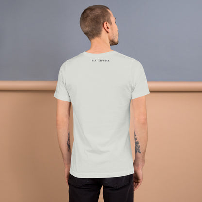 Fortitude T-Shirt - Left Placement 75 image 16: Ocean Blue version, size S with back view of the Soldier On range.