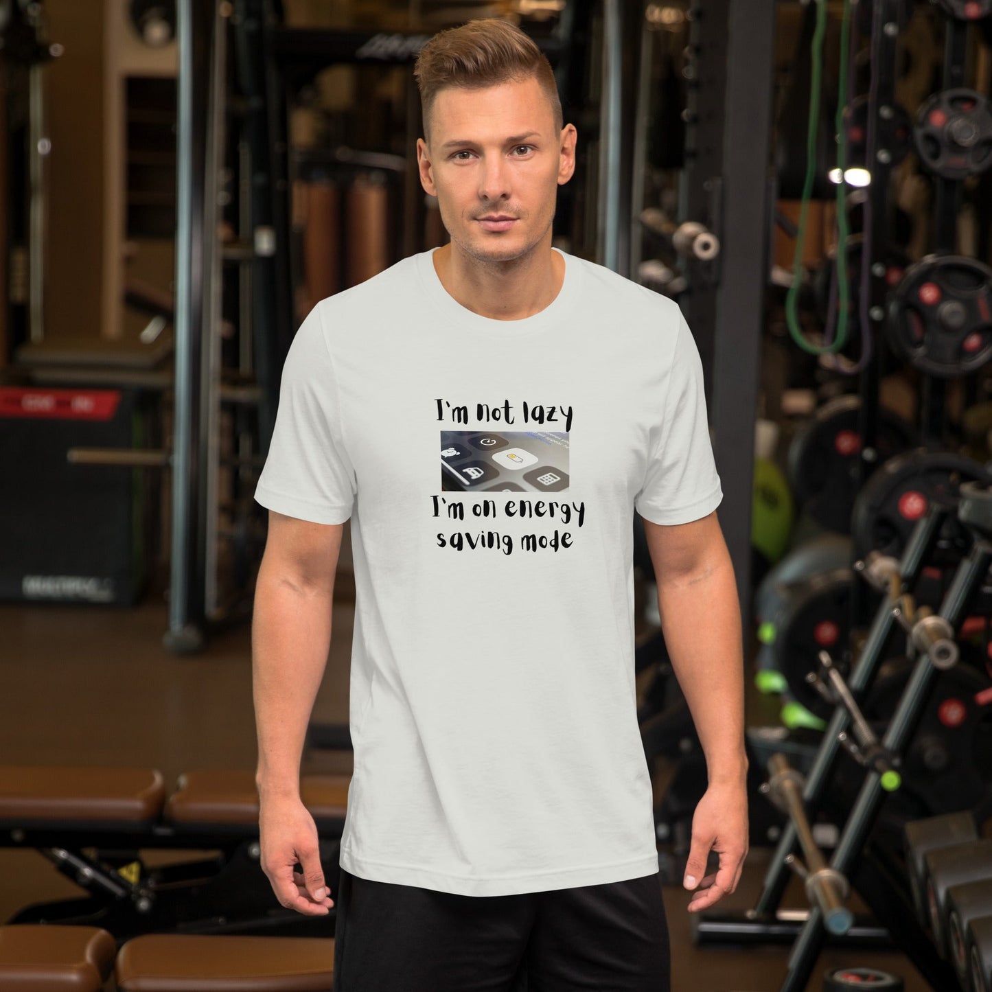 Low Power T-Shirt - Left Placement image 11: Ocean Blue version, size 2XL with front view of the Energy Saving range.