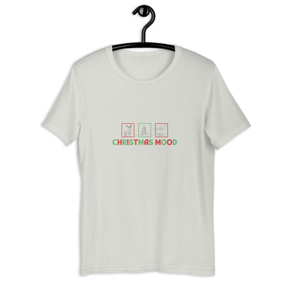 Festive Mood T-Shirt - Left Placement product image 17 in Athletic Heather, size L, with front view and left placement.