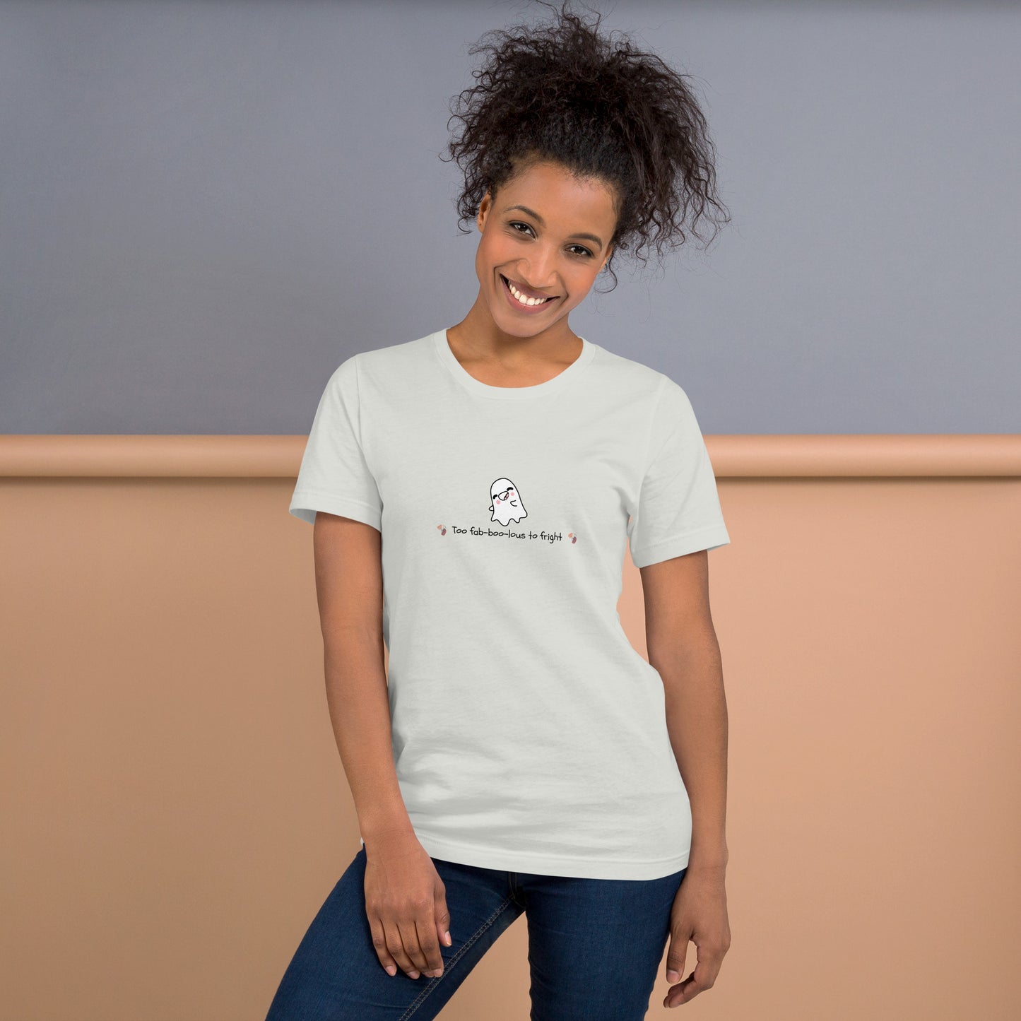 Image 16 of Baby Blue Boo Luxe T-Shirt - Left Placement, size XL, with Fa Boo Lous artwork visible in front view.