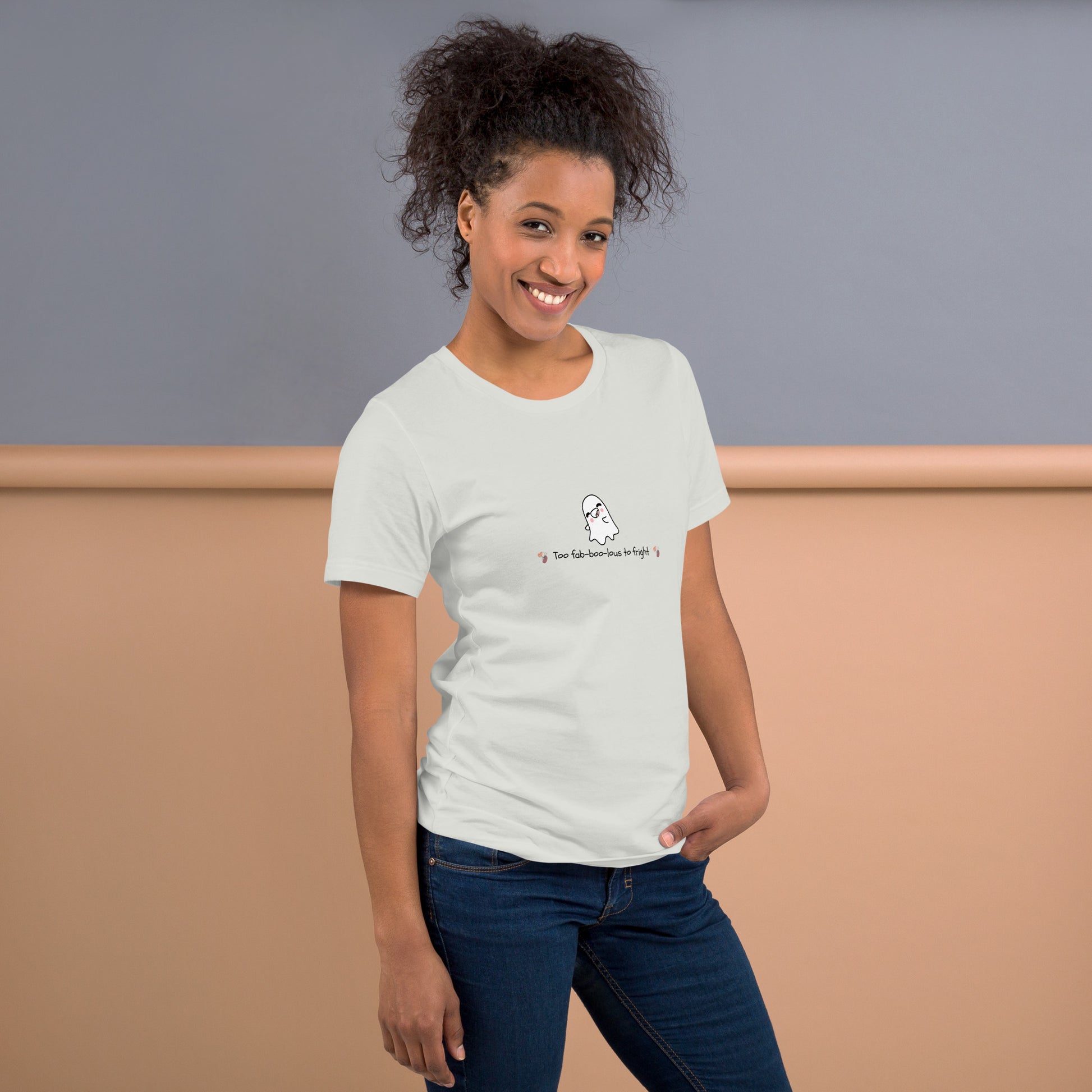 Boo Luxe T-Shirt - Left Placement product image 17 in Baby Blue, size 2XL, with right-side angle and left placement.