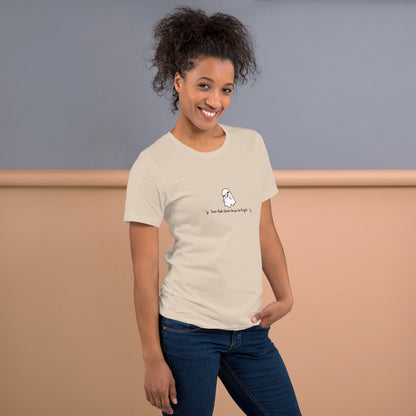 Image 20 of Soft Cream Boo Luxe T-Shirt - Left Placement, size M, with Fa Boo Lous artwork visible in right-side angle.