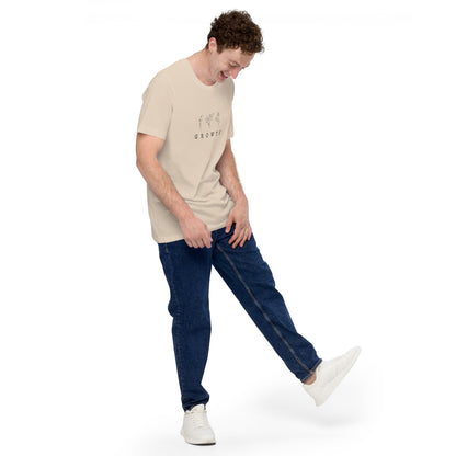 Growthline T-Shirt - Left Placement image 16 in Ocean Blue, size M, showing front view, right-side angle for the Growth design.