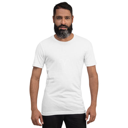 Marsborne T-Shirt - Left Placement image 81 in Vintage White, size XS, showing front view for the Aries design.