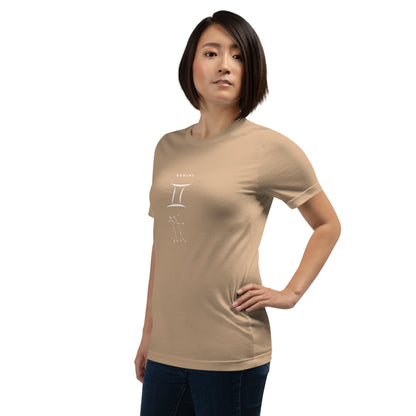 Twin Signal T-Shirt - Left Placement image 88 in Solid White Blend, size XS, showing front view, left-side angle for the Gemini design.