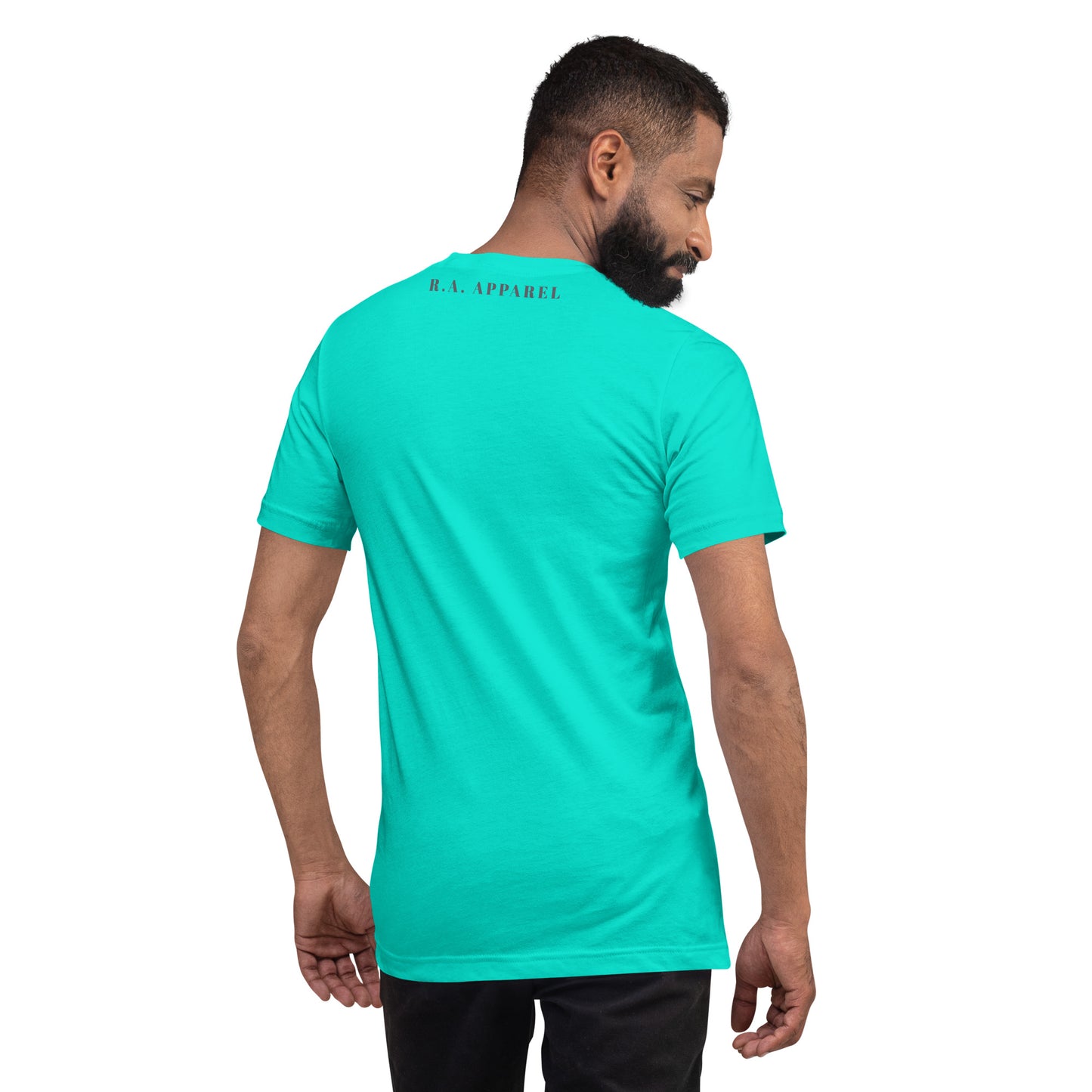 Marsborne T-Shirt - Left Placement by R.A. Apparel, image 58, back view, Burnt Orange, size XL, left placement.
