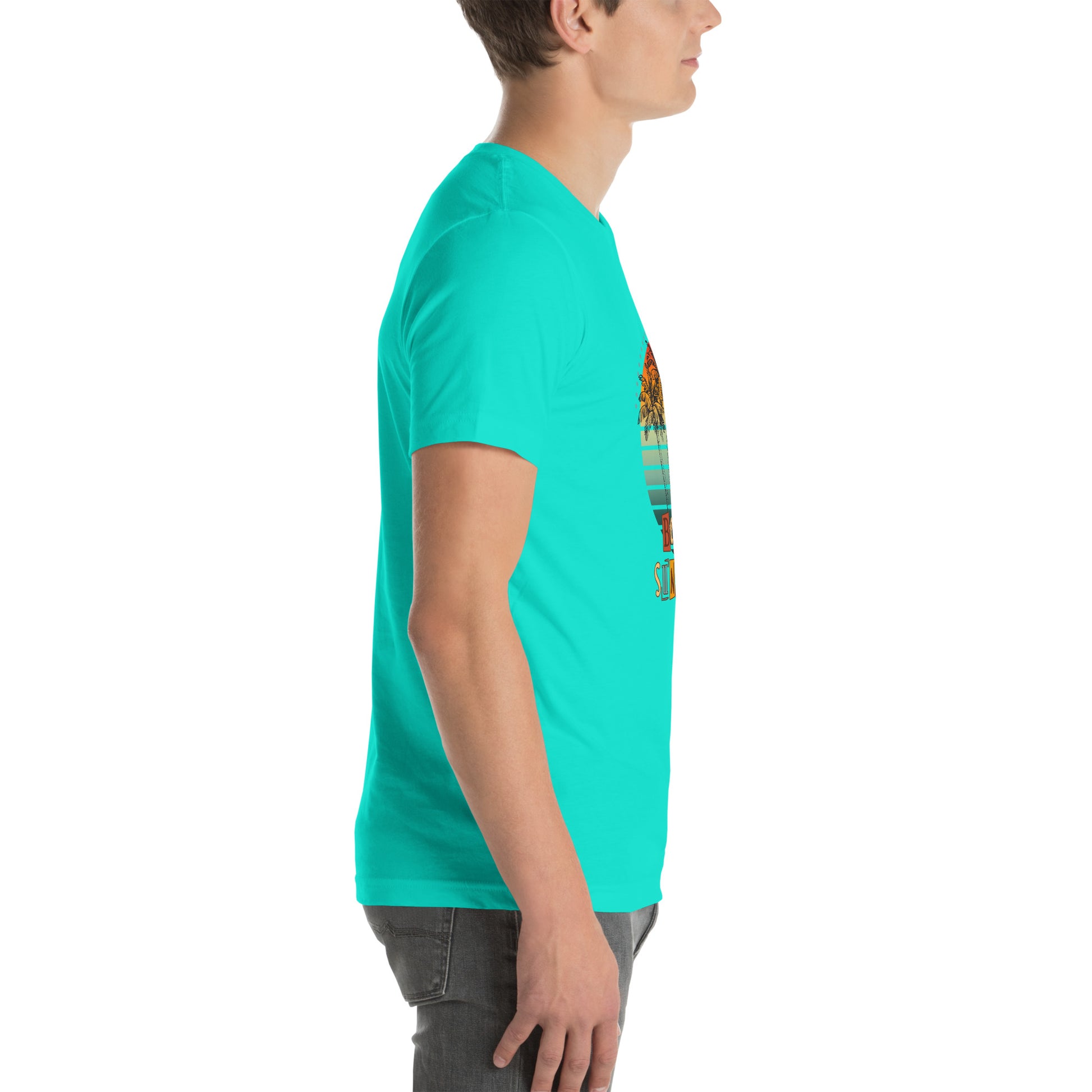 Solara T-Shirt product image 92 in Yellow, size M, with right-side angle and design placement.