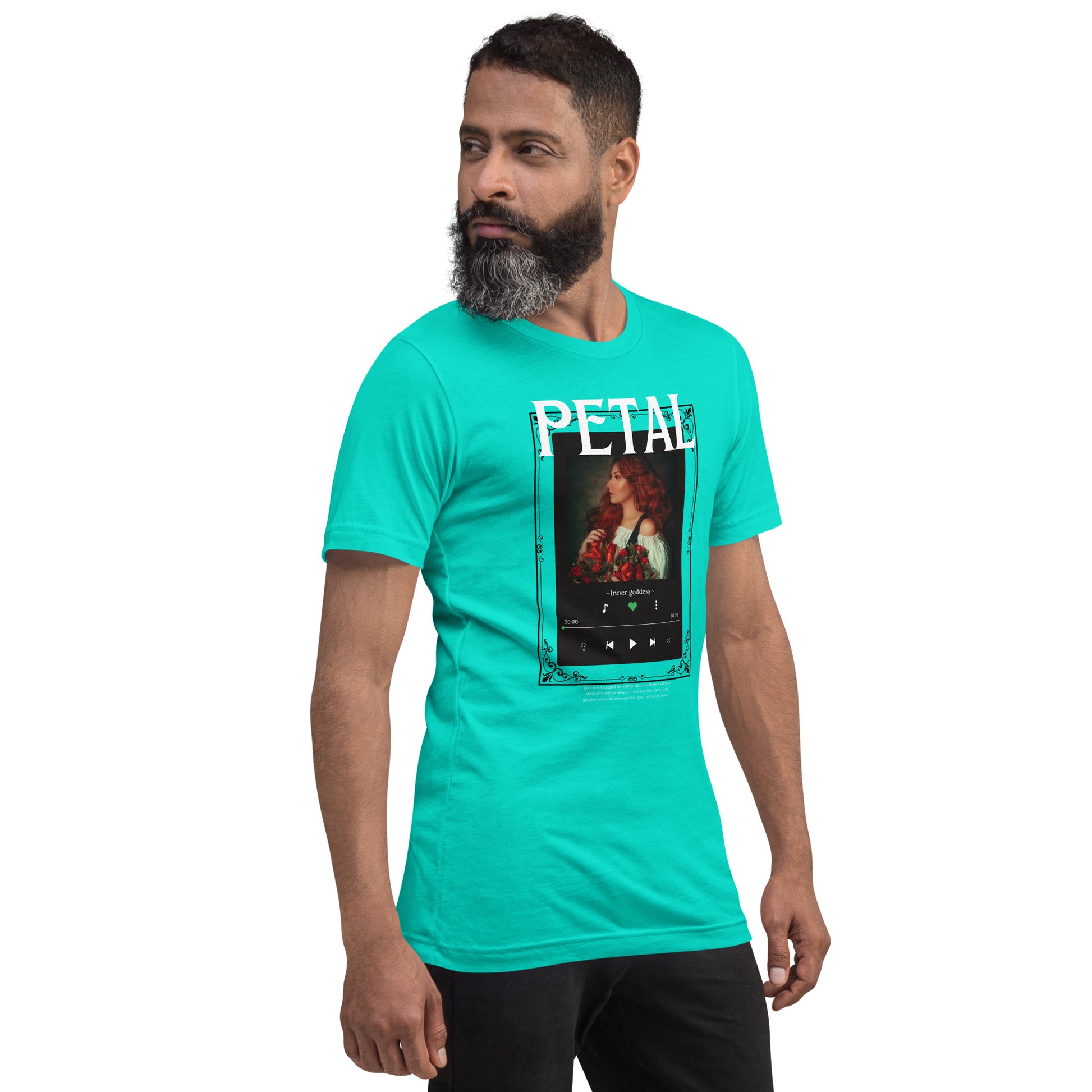 Petaline T-Shirt product image 76 in Charity Pink, size S, with front view, right-side angle and design placement.