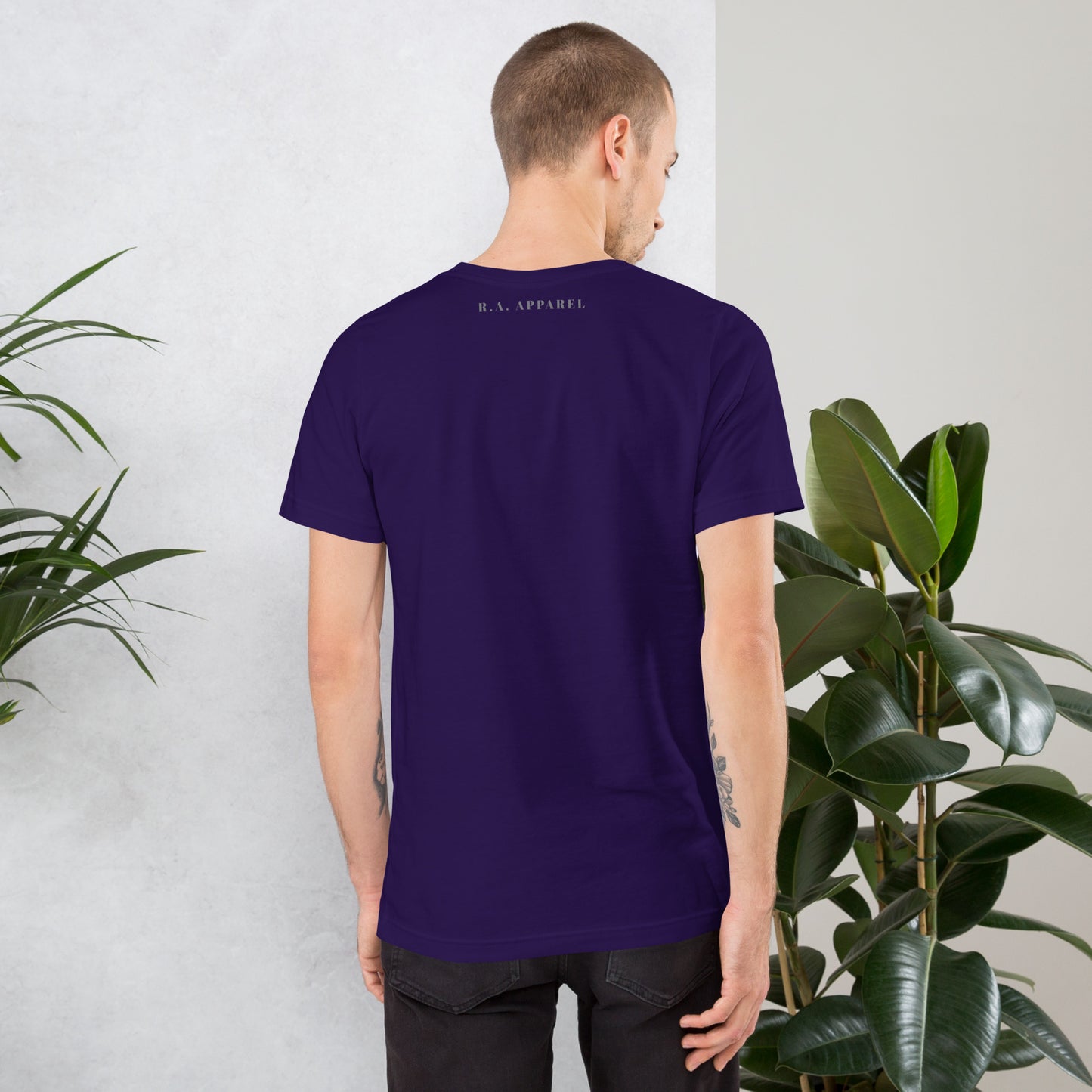 Noelle T-Shirt - Left Placement by R.A. Apparel, image 12, back view, Black, size M, left placement.