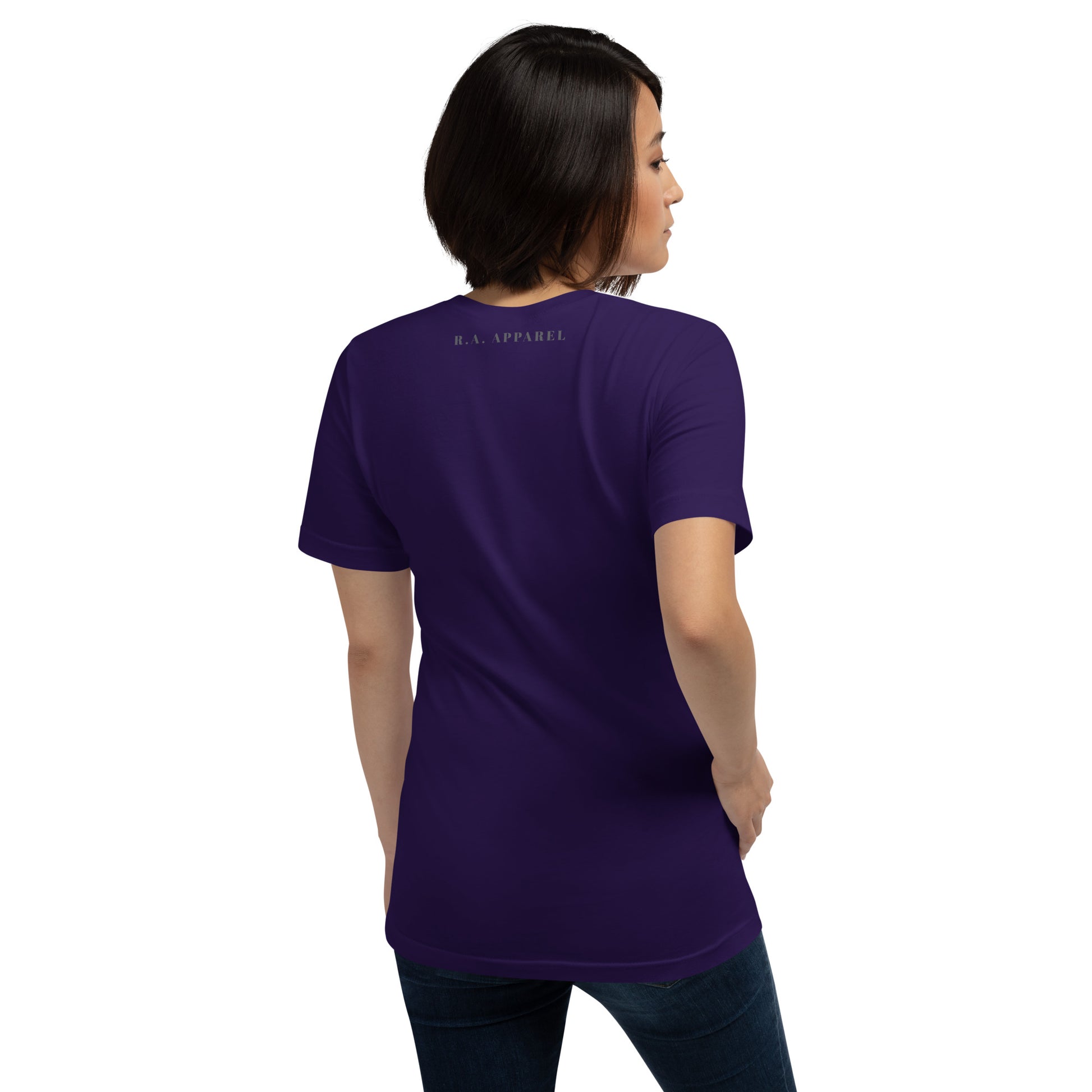 Image 18 of Oxblood Black Ever After T-Shirt - Left Placement, size L, with Happily Ever After artwork visible in back view.