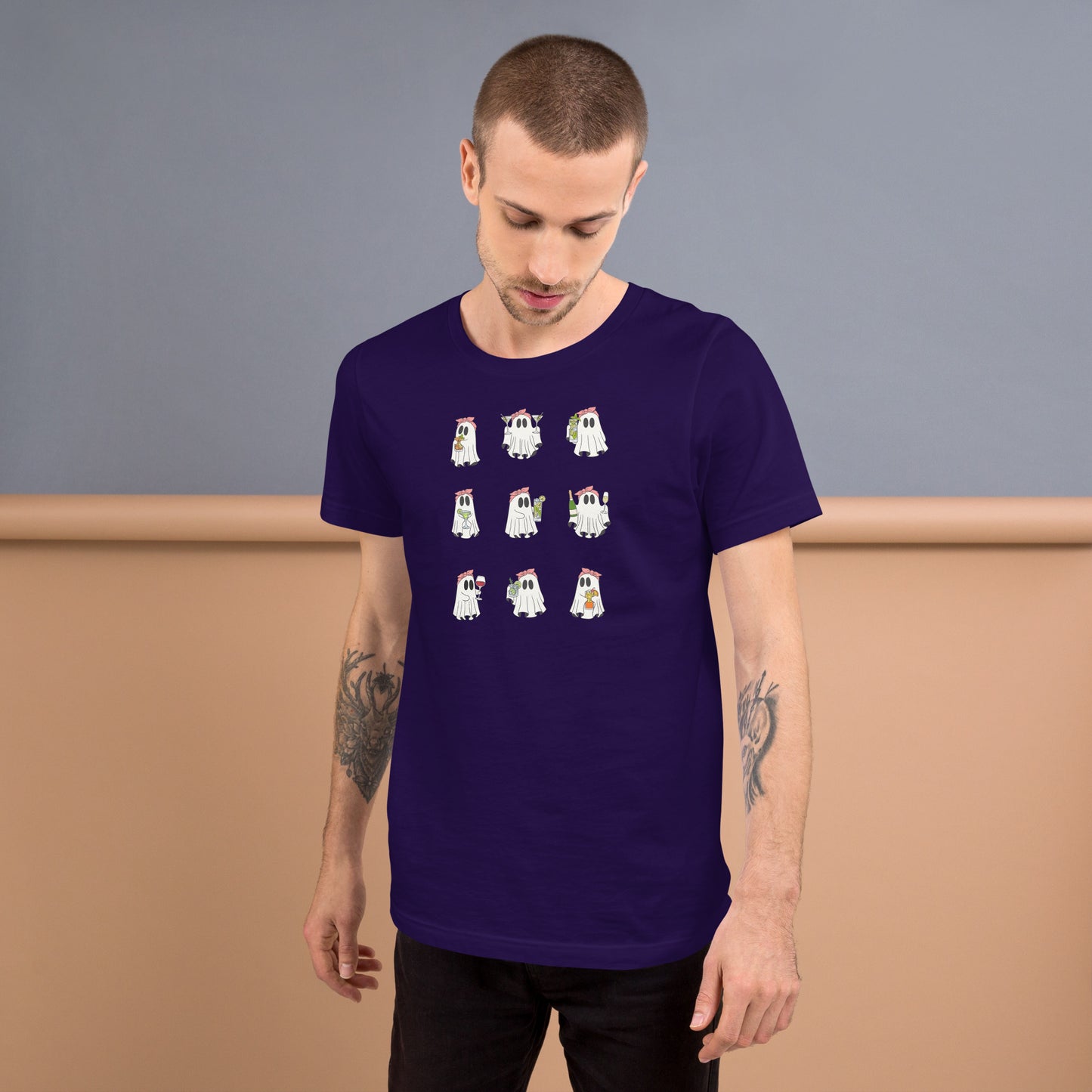 Little Haunts T-Shirt - Left Placement product image 5 in Black Heather, size XL, with front view and left placement.
