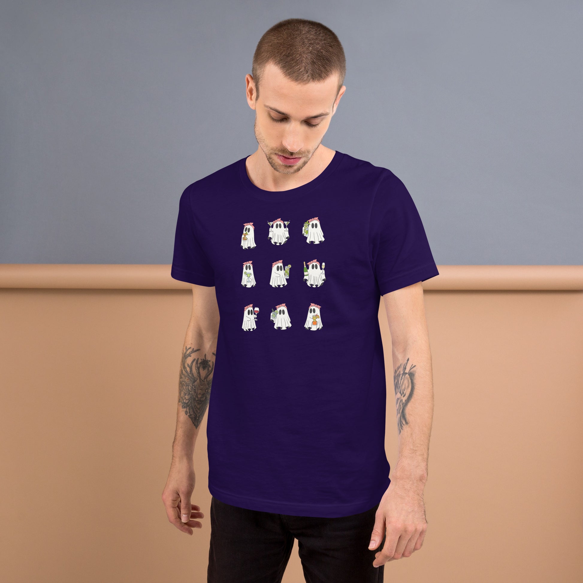 Little Haunts T-Shirt - Left Placement product image 5 in Black Heather, size XL, with front view and left placement.